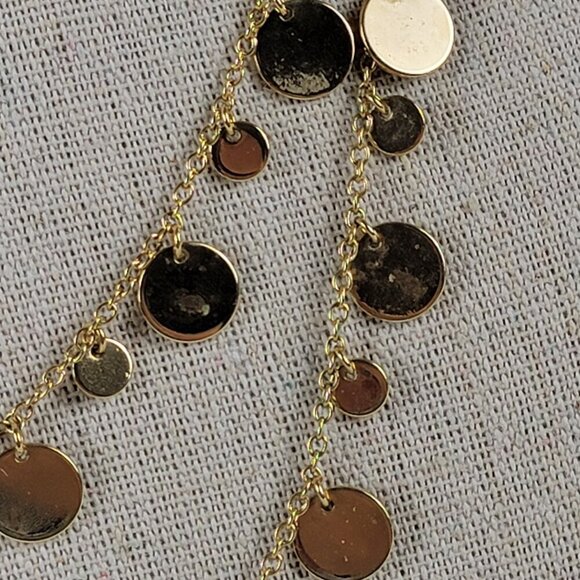 Lia Sophia Gold Tone Dangle Circle Charm Necklace 37" Opera Length Flapper - Picture 4 of 8